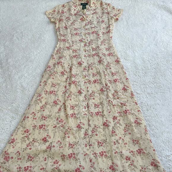 Lauren Ralph Lauren Dresses & Skirts - LRL VTG Womens Silk Sz 6 Timeless Floral Elegant Dress Cottage Core Peasant Soft